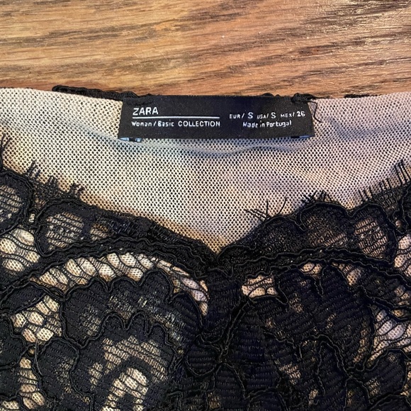 Zara cropped black lace lined crop top, size S - Picture 3 of 4